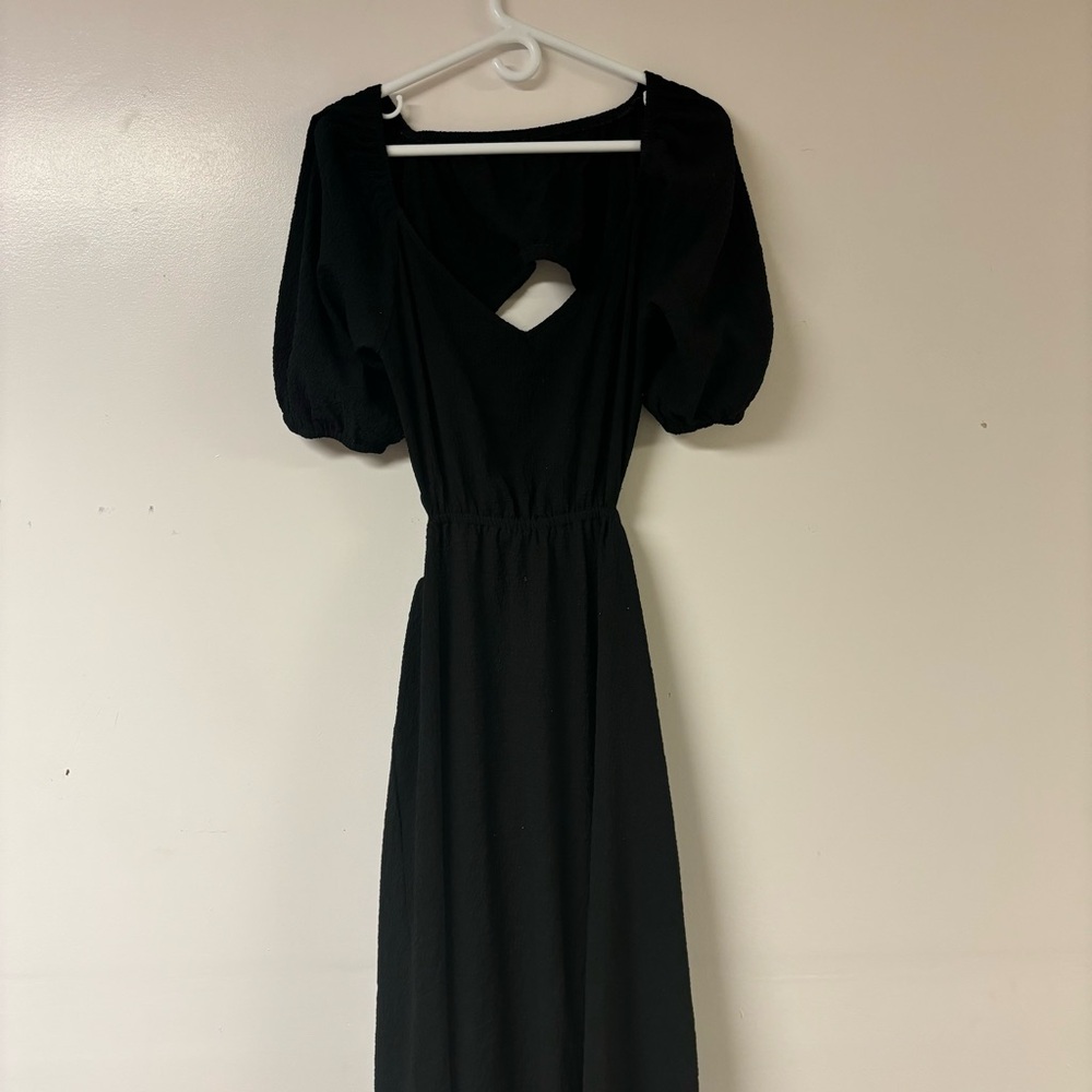 Black backless dress with puff sleeves size large